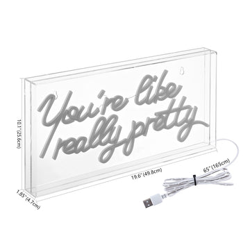 You're Like Really Pretty Contemporary Glam Acrylic Box USB Operated LED Neon Light - JONATHAN Y